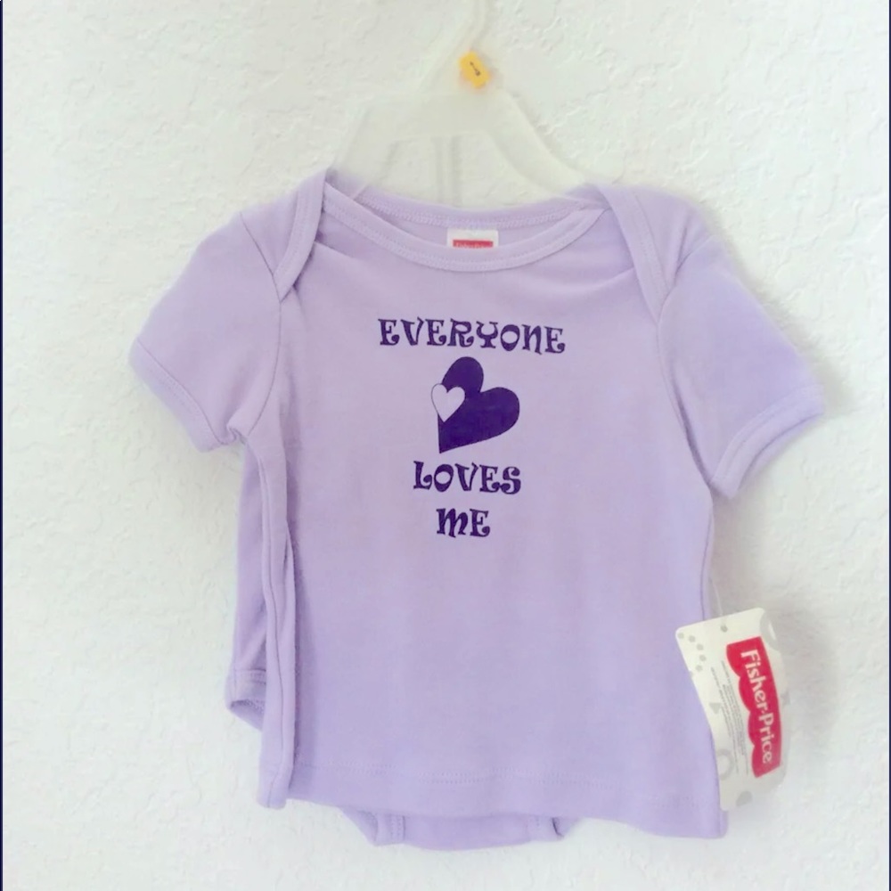 NEW!! NEW Fisher-Price Newborn 6-9M Baby Girl 2-Piece Set Purple Hearts Loves Me